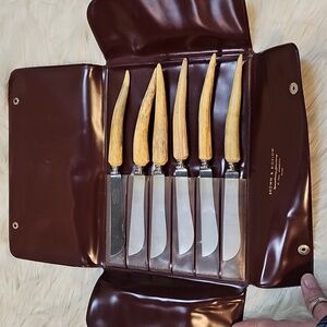 Brown & Bigelow Antler Stag Handle Steak Knives Vintage Set of 6 Made in Germany